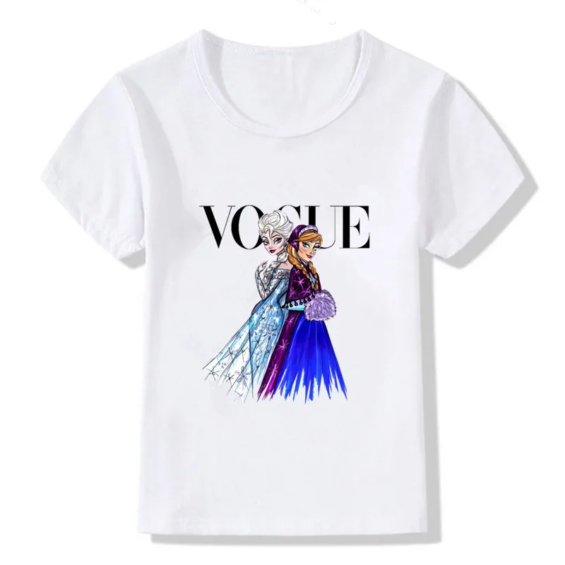 Новое поступление, модная детская футболка с принтом принцессы забавная мультипликационная кавай-девочка, Топы Harajuku, белая футболка с круглым вырезом и короткими рукавами для девочек
