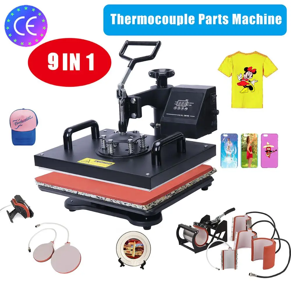 

UPDATED 9 in 1 29*38CM Combo Heat Press Printer Machine 2D Thermal Transfer Printer for Cap Mug Plate T-shirts Printing Machine