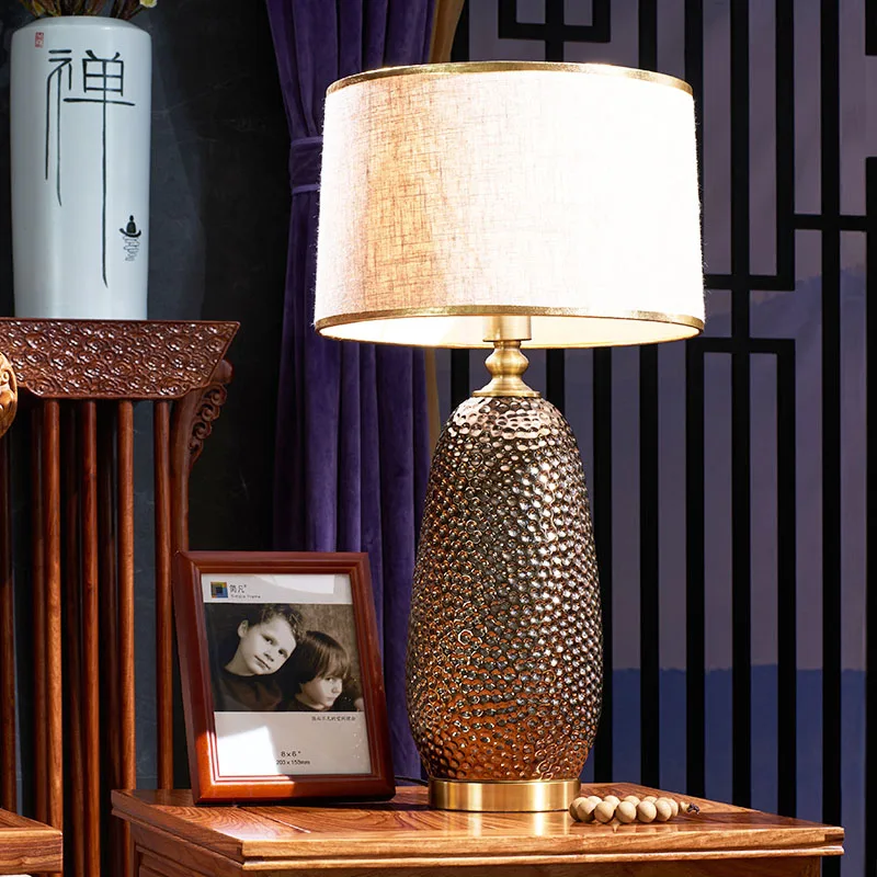 

Dense Pit Honeycomb Ceramic Desktop Table Lamp Gold Copper Base For Living Room Bedroom Home Decor Accessories lampe de chevet