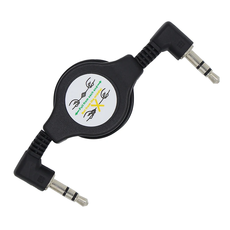 

Retractable & stretchable 90 degree elbow angle 3.5mm male to male 3 pole Car Aux Audio Line 75cm