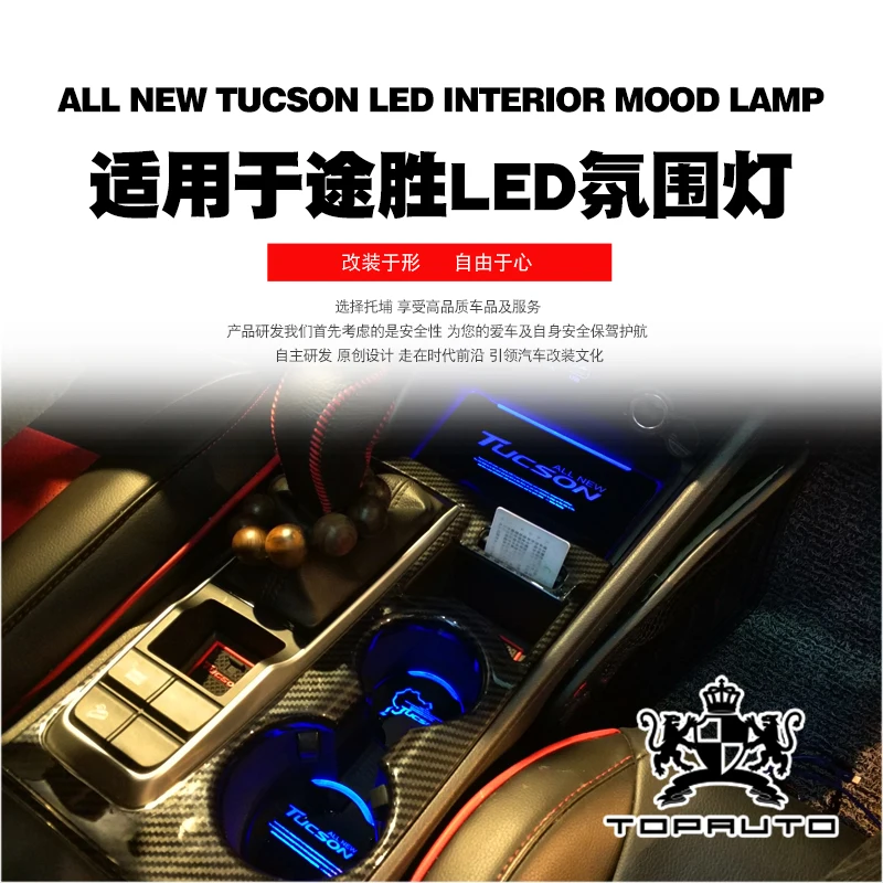 Для hyundai new Tucson светодиодный приветственный свет атмосферный свет Внутренняя дверь Потяните Воды coaster свет led