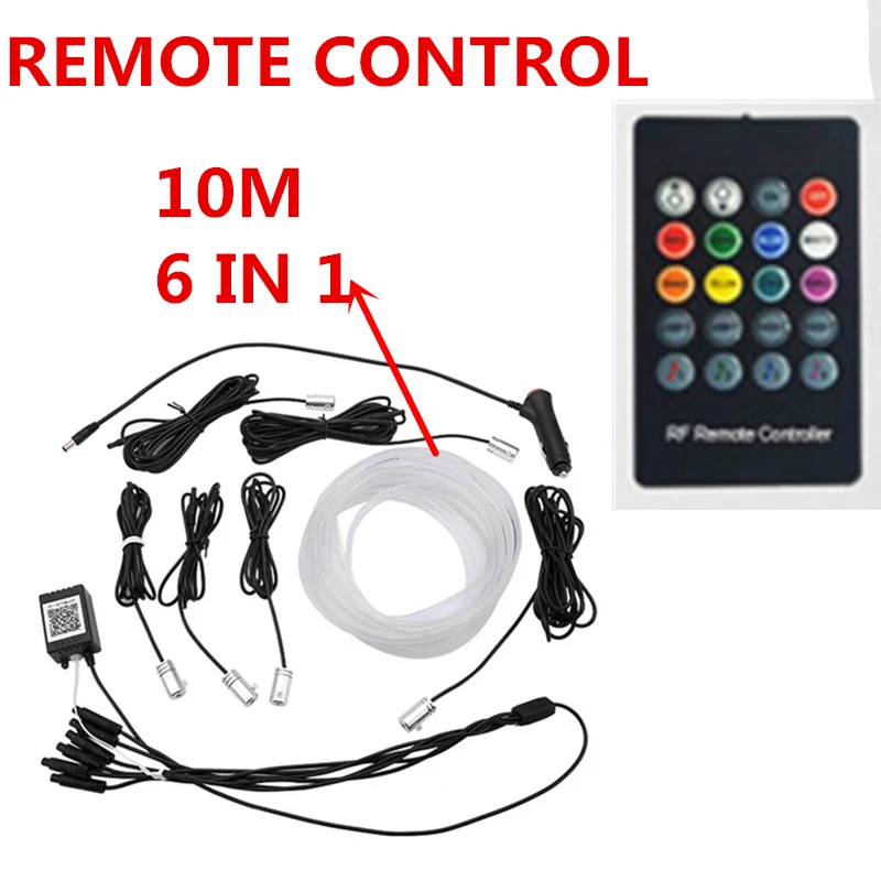 6/10 м RGB атмосферные лампы для салона автомобиля окружающий светильник для VW Golf Bora Jetta POLO GOLF Passat Skoda Octavia A5 Fabia SEAT - Испускаемый цвет: 10M Remote Control
