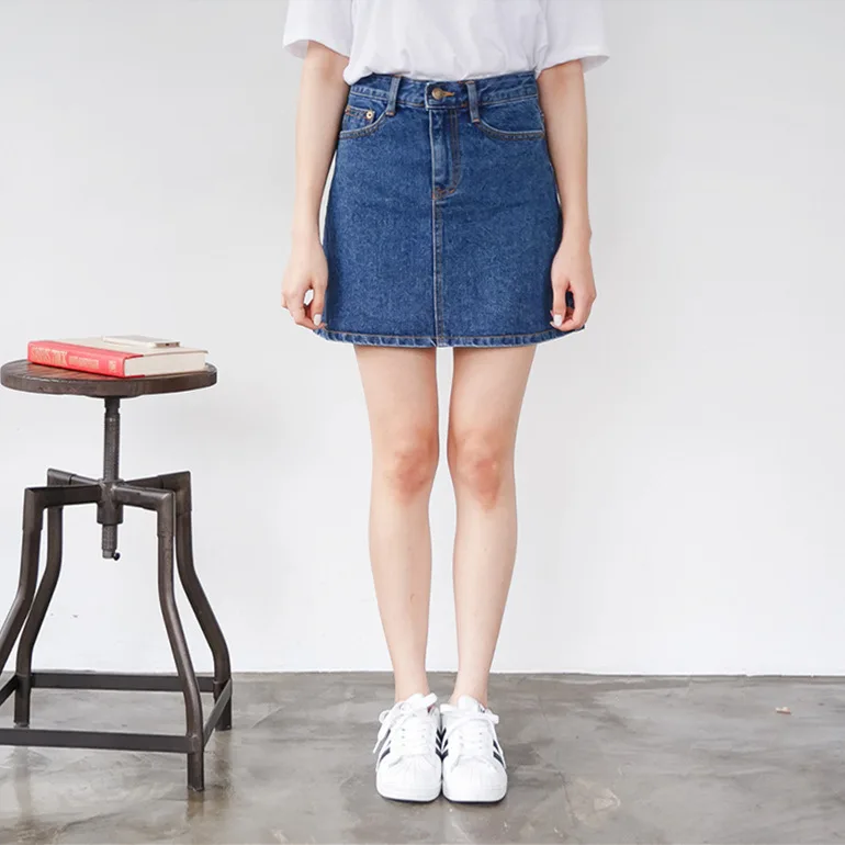 

2019 Spring And Summer New Style Korean-style Dual Pocket Short High-waisted Denim Skirt Women's Skirt WOMEN'S Skirt