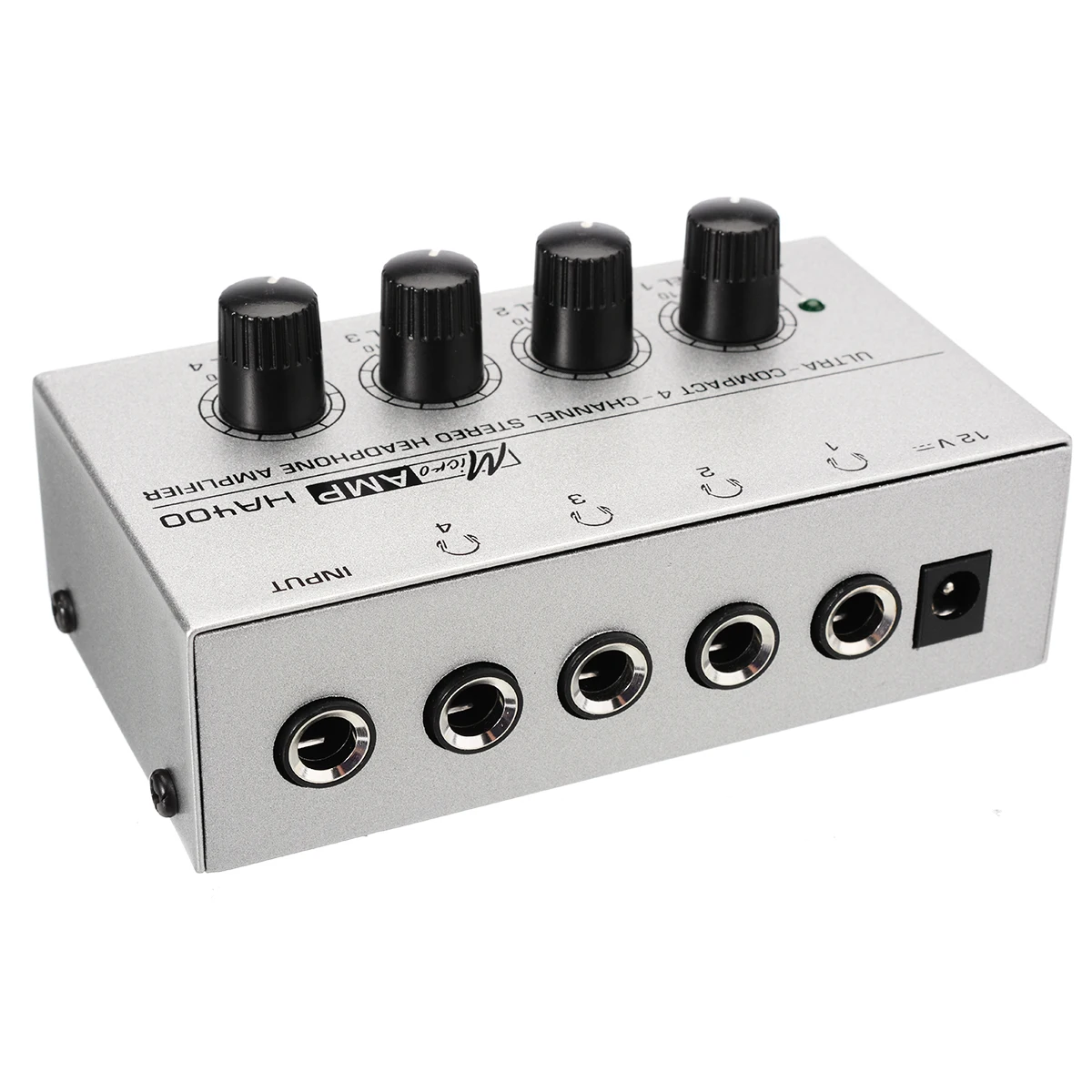 HA400 Amp Ultra Compact 4 Channel Headphone Amplifiers Silver Audio Stereo Microamp Amplifier With 12V DC EU Adapter Mayitr