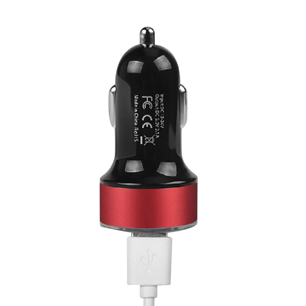 Red 3.1A Dual USB LED Car Charger with Blue Indicator Light Multi-protection Universal for 12V/24V Vehicles - Название цвета: Red