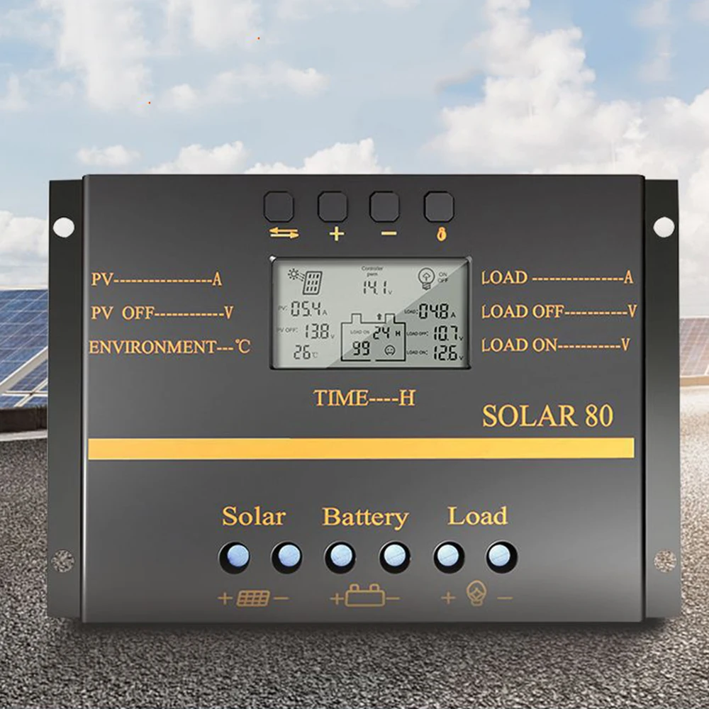 80A PWM Панели солнечные контроллер Батарея заряда Регулятор 12 V/24 V Авто Светодиодный фонарь с USB