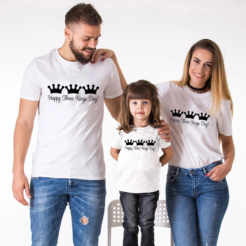 1 шт. Рождественская футболка с надписью Mommy папа дочка Happy Three Kings Day семейная