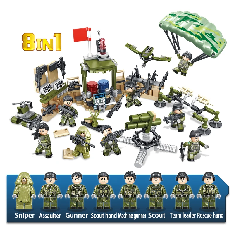 Конструктор PANLOS совместимый с LegoINGlys MOC WW2 солдатская Миссия мира защитное оружие