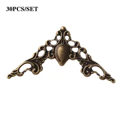 Elegant Gold Bronze Metal Corner Brackets - Set of 30 for Decorative Furniture and Photo Frame Protection (Bronze)