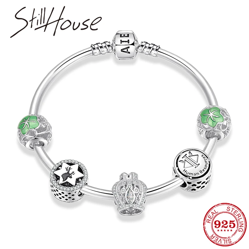 

Valentine's Day Gift 925 Sterling Silver Minimalist Crown Bead Charm Bracelets Beads Bracelets Bangles for Women Jewelry