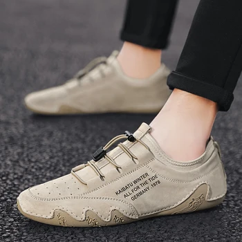 

Outdoor Loafers Sneakers Men Shoes fahsion Breathable Suede leather Male Soft Footwear comfortable Slip-On Zapatos big szie 47