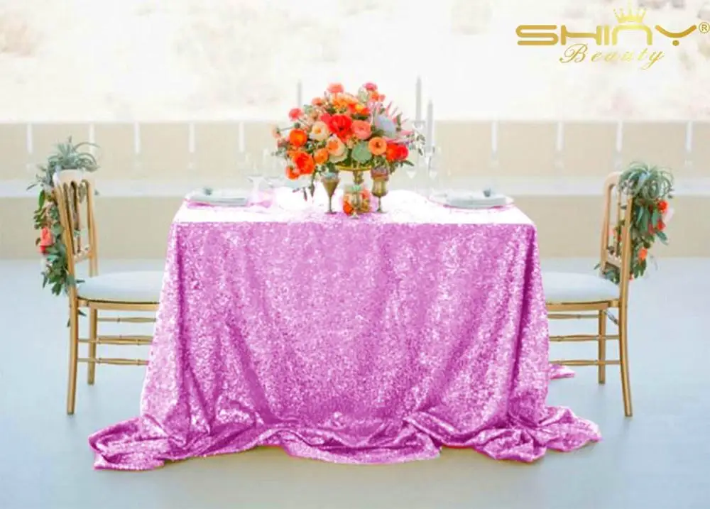50x50-Inch Sequin Tablecloth Sequin Table Cloths Pink Gold Rectangle Tablecloths Sequence Table Cover for 3FT Tables-M0927 - Цвет: Light purple