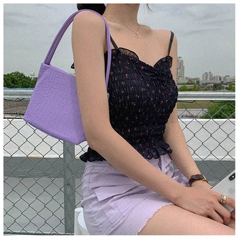 

New 2020 Crocodile baguette baguette bag under armpit bucket fashionable hand bill of lading shoulder women bag