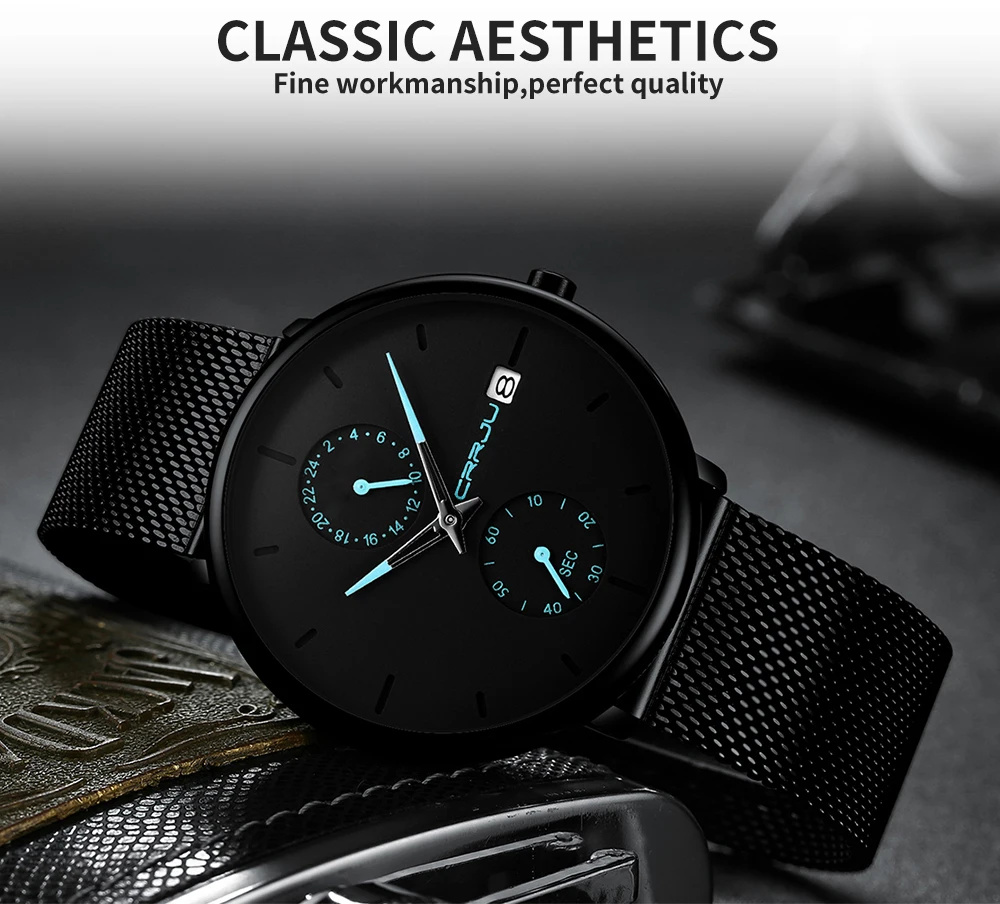 Лидирующий бренд CRRJU мужские водонепроницаемые кварцевые часы наручные часы мужские s из нержавеющей стали спортивные мужские часы Дата Relogio Masculino