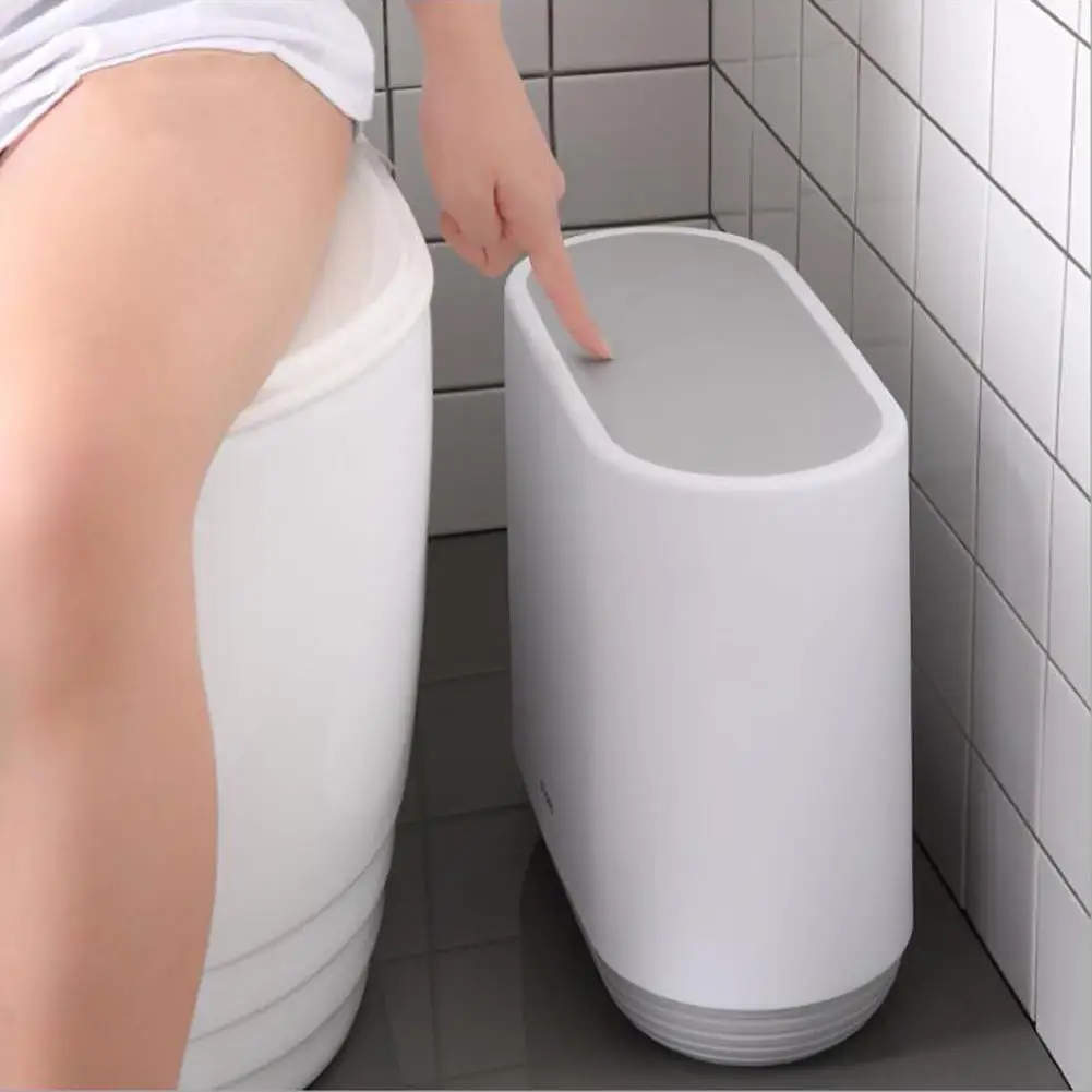 

10L Plastic Squeeze Trash Can With Cover Bathroom Waste Bin Toilet Dustbin Trash Basket Garbage Holder Storage Container Bucket