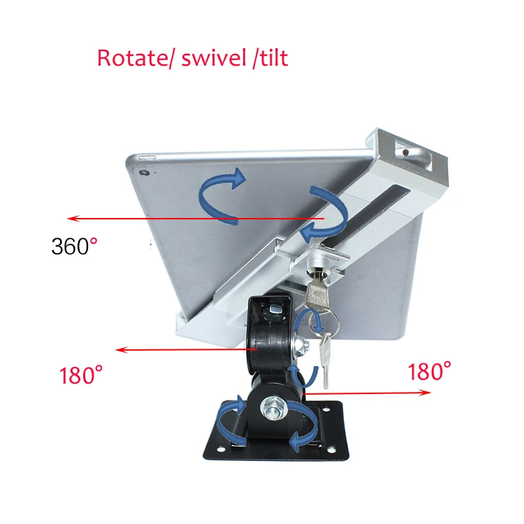 Универсальный металлический Противоугонный настенный кронштейн для планшета "-12", держатель с защитным замком, анти-sheft, поворот на 360