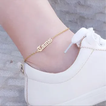 

AurolaCo Fashion Trend Custom Name Anklet Personality Stainless Steel Optional 3 Color Ladies Accessories Birthday Gift