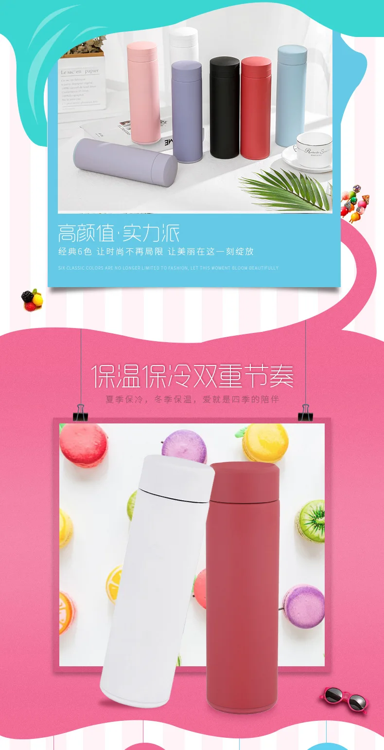 Stainless Steel Double Wall Thermal Cup Travel Mug Water Thermos Bottle Vacuum Cup School Home Tea Coffee Drink Bottle