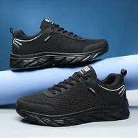 Summer Sneakers Men Shoes Black Lace Up Mesh Breathable Lightweight Sports Running Shoes Big Size 39-46
