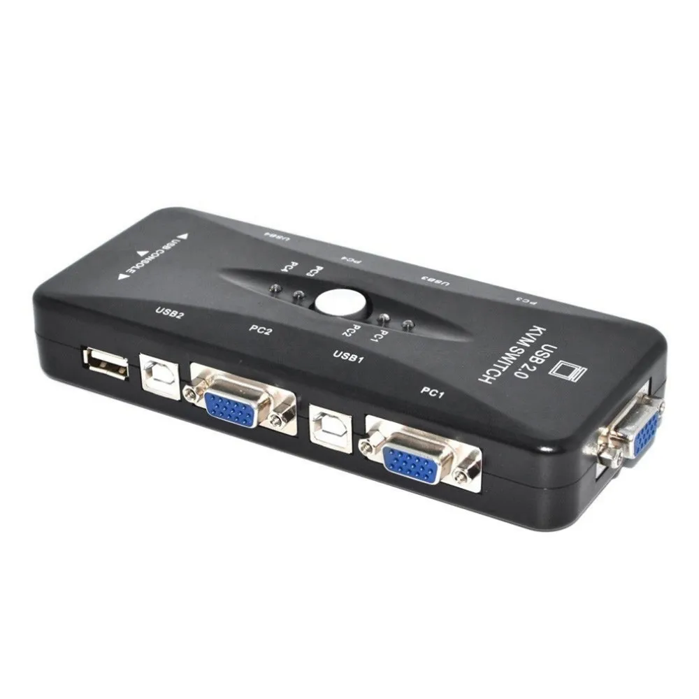 4-портовый концентратор USB 2,0 KVM VGA/переключатель SVGA Box адаптер подключается к принтеру Интеллектуальная клавиатура мышь 4 компьютера использование