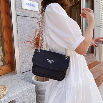 

2020 New Fashion Wild Chain Small Square Bag Nylon Shoulder Messenger Female Bag High Quality Women Purse and Handbags Louis Bag