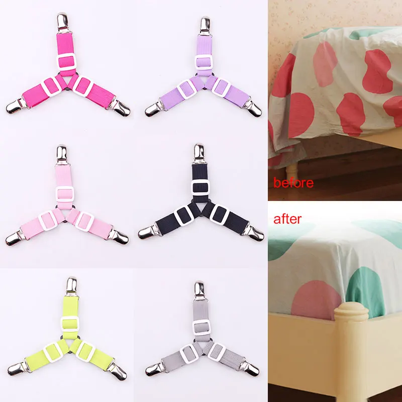 

Elastic 4PCS/Set Blanket Non-slip Clip Bed Sheet Clip Belt Fastener Bed Sheet Fixator Popular High Quality Gripper Mattress