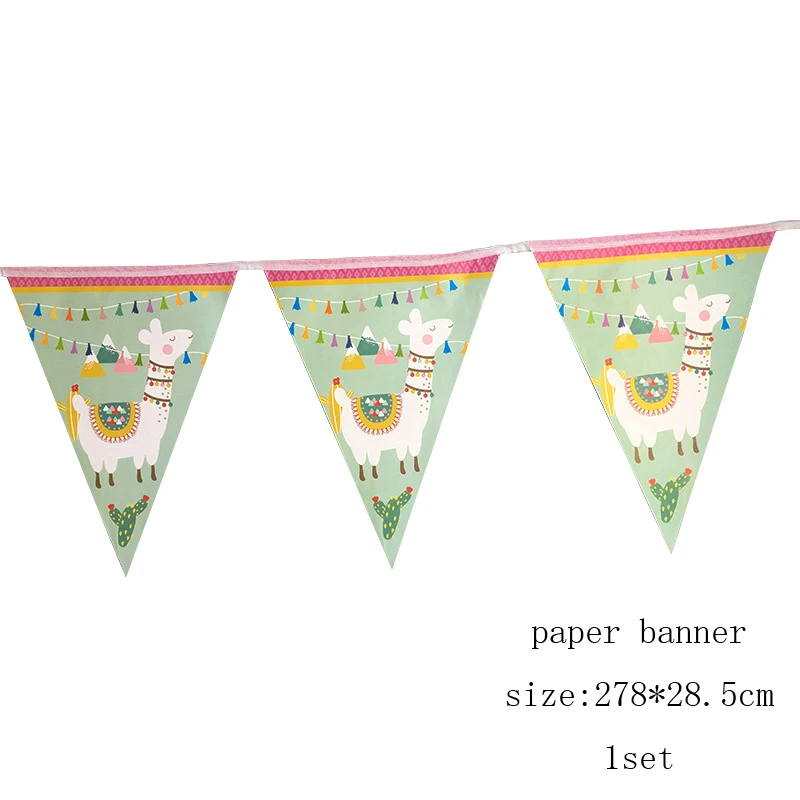 Лама Альпака тема вечерние одноразовые посуда бумажная салфетка под тарелку кружку баннер соломенная скатерть Дети День рождения декоративный шар - Цвет: banner 1set