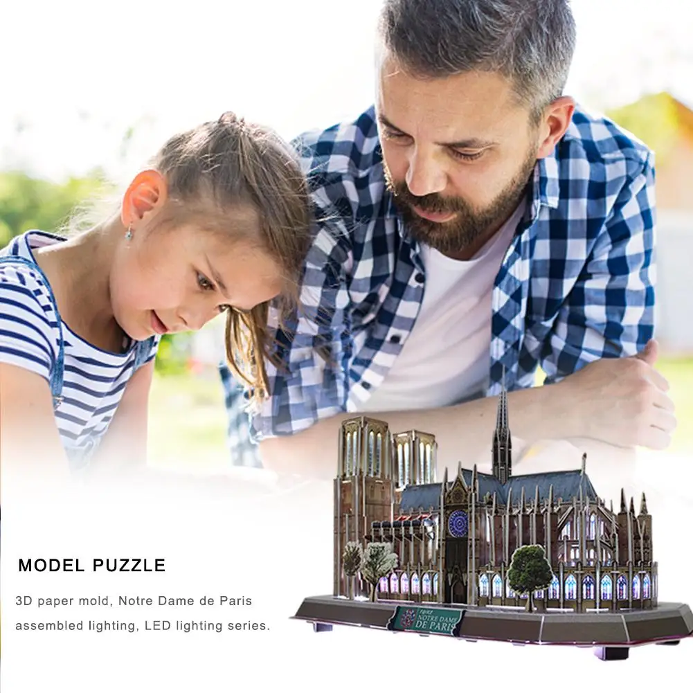 

3D Puzzle LED Lighting Notre Dame de Paris Architecture Model 149pcs