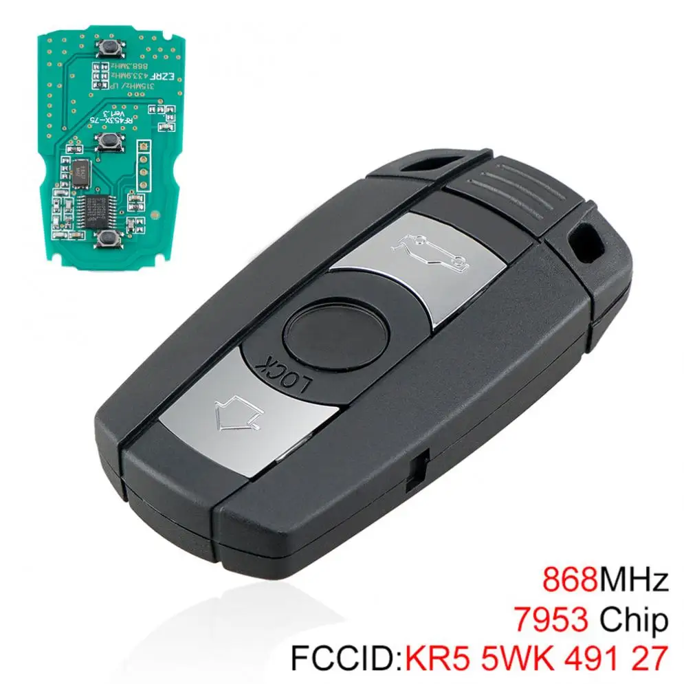 

868MHz 3 Buttons Keyless Remote Key 7953 Chip fit for BMW CAS3 System X5 X6 Z4 1/3/5/6/7 Series Vehicle Smart Key 2002-2013