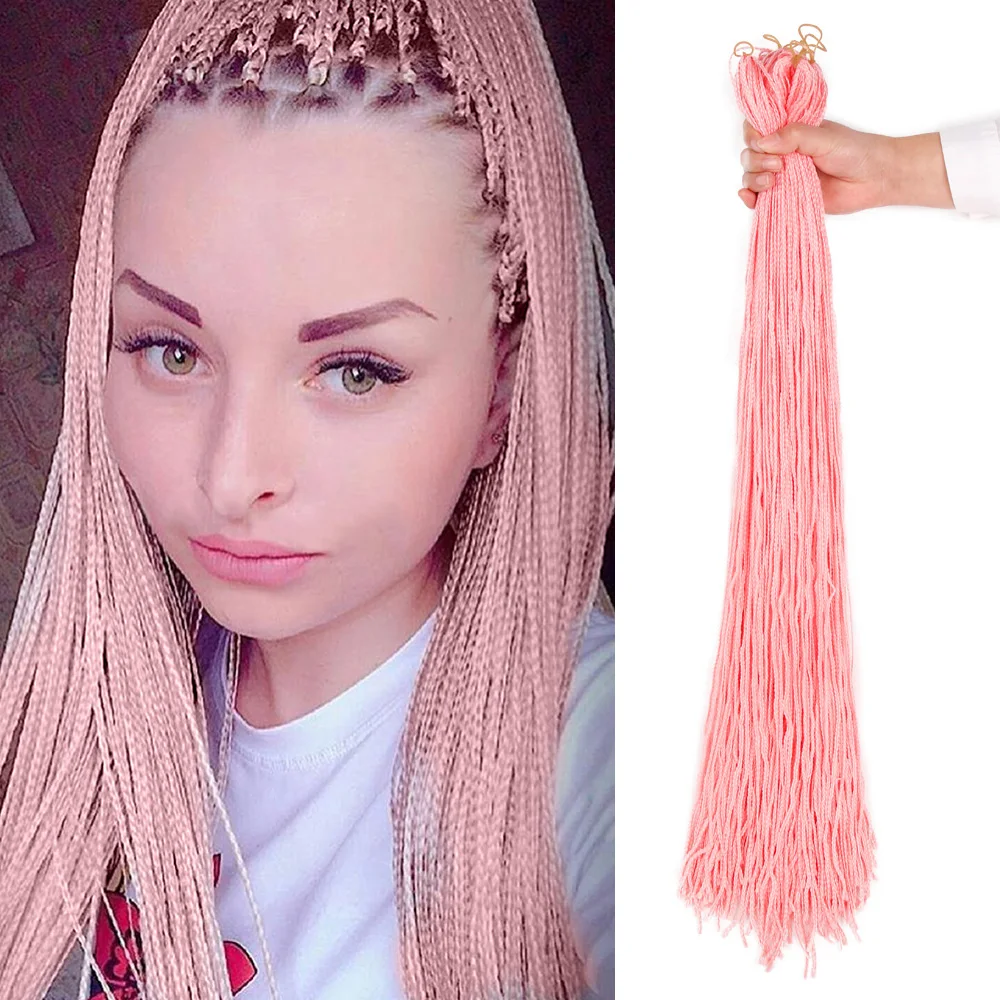 

MODERN QUEEN 28'' Braiding Hair Long Colorful Synthetic Zizi Box Braids 10Colors Available Fiber Crochet Hair Extension 50 grams