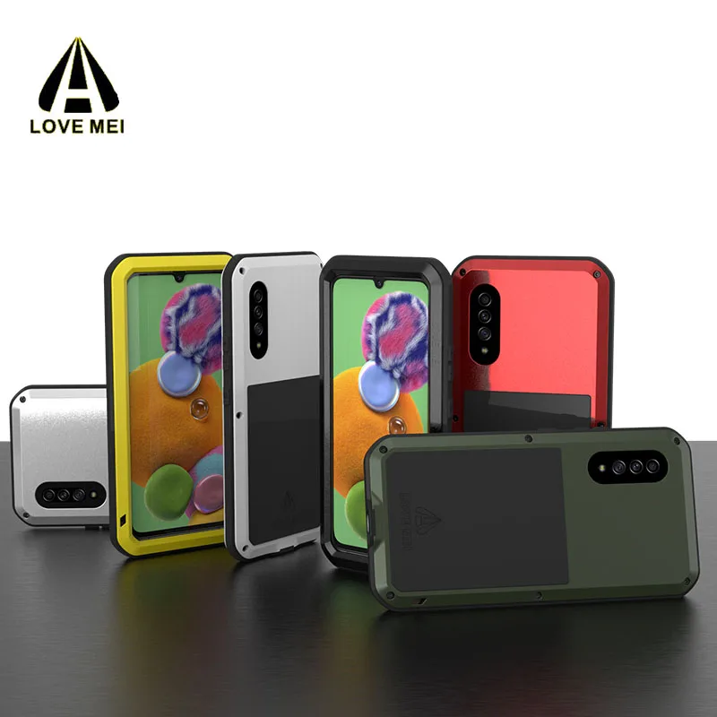 Для samsung Galaxy A90 5G LOVE MEI Броня металлический противоударный чехол из закаленного стекла алюминиевые аксессуары Водонепроницаемый чехол сумка