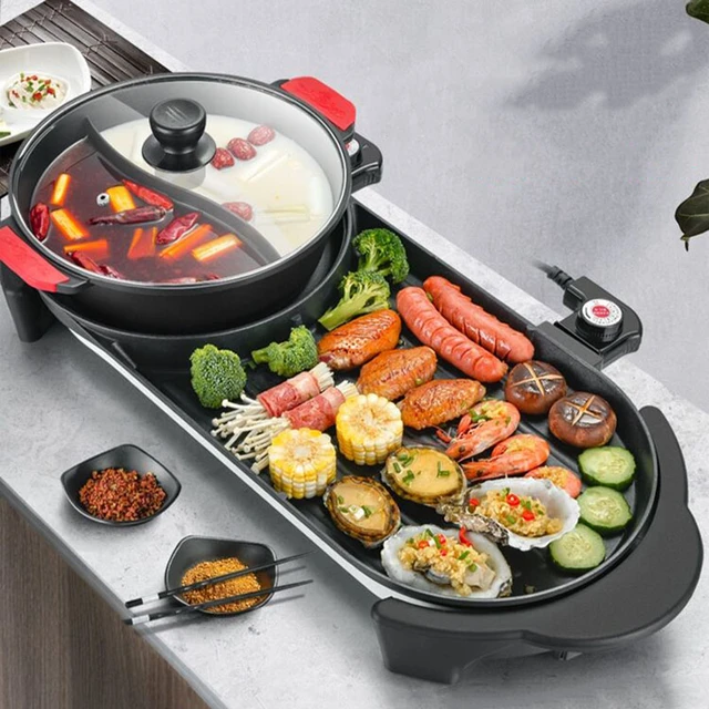 electric barbecue grill 2in 1 hot