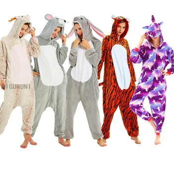 

Rabbit Deer Rat Onesies Adult Animal Unicorn Pajamas Suit Warm Soft Stitch Sleepwear Onepiece Winter Jumpsuit Pijama Cosplay