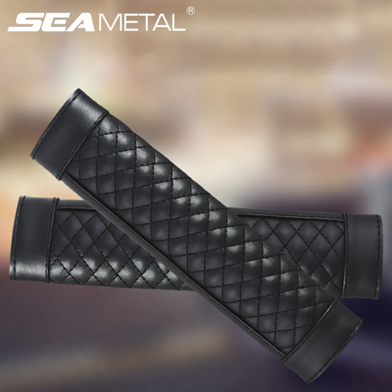 Car Seat Belt Cover Black Pu Leather Shoulder Protector Pads Universal