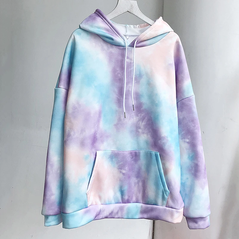 Tie Dye Gradient Loose Casual Hoodie Men Fashion Harajuku Hoody Male Tops Hip Hop Couple Streetwear Unisex Warm Men's sweatshirt - Цвет: 1