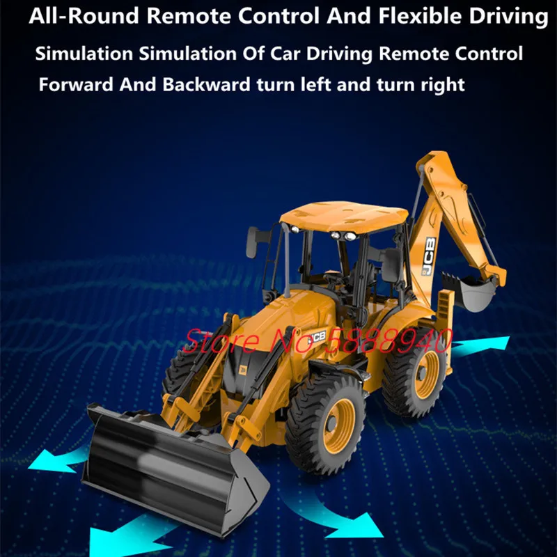 Intelligent Demo 2-Way Forklift Remote Control Excavator Telescopic Support Feet Simulated Sound Effect RC Truck Toys With Light 3
