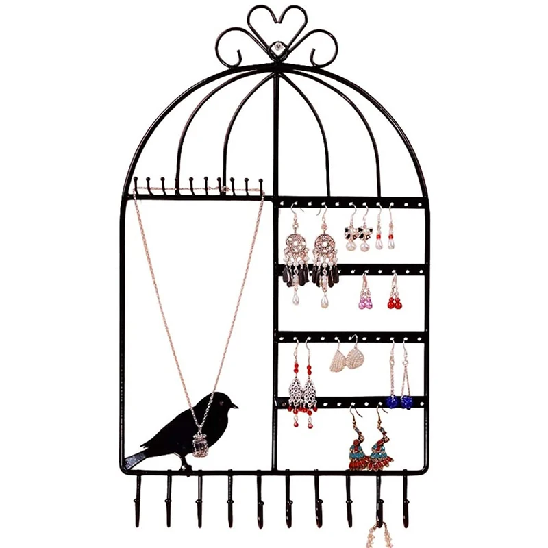 

Earring Necklace Holder Birdcage Wall Mount Jewelry Organizer Hanger For Girls