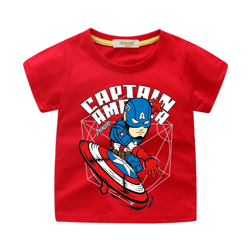 Летняя футболка для мальчиков; детская футболка с персонажами из мультфильма «мстители», «Марвел», «Железный человек», «Тор», «Халк»; Повседневная футболка для подростков