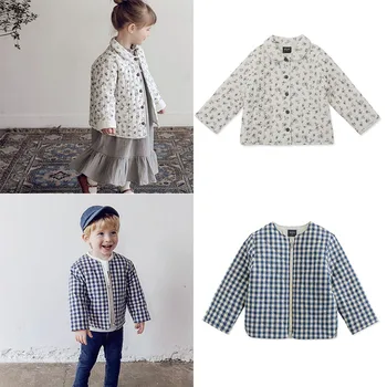 

EnkeliBB Su Brand Kids Winter Padded Jacket Beautiful Flower Pattern Coats For Girl and Plaid Casual Top Korea Style Toddler