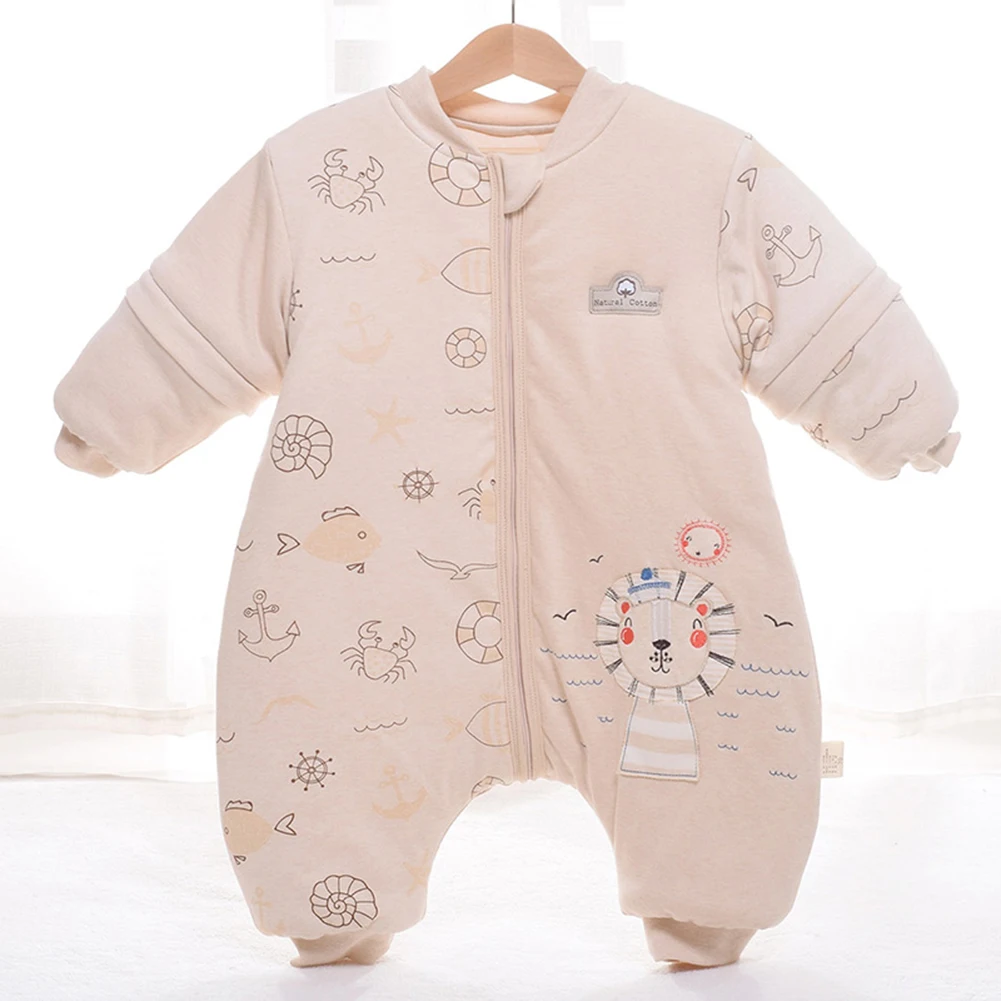 

Split Leg Design Baby Sleeping Bag Long Detachable Sleeves Warm Sleeping Bags Sack Thick Toddler Anti-kick Pajama
