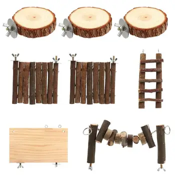 

9PCS/Set Hamster Toy Springboard Ladder Molar Toy For Guinea Pig Chinchilla Pig Guinea Wood Molar Ladder Springboard Combination