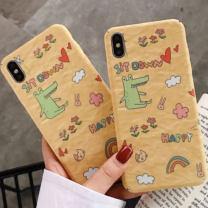 Милая картина мультфильма Скраб чехол для телефона iPhone 6 6s 7 8 Plus X Xs XR Max Жесткий ПК