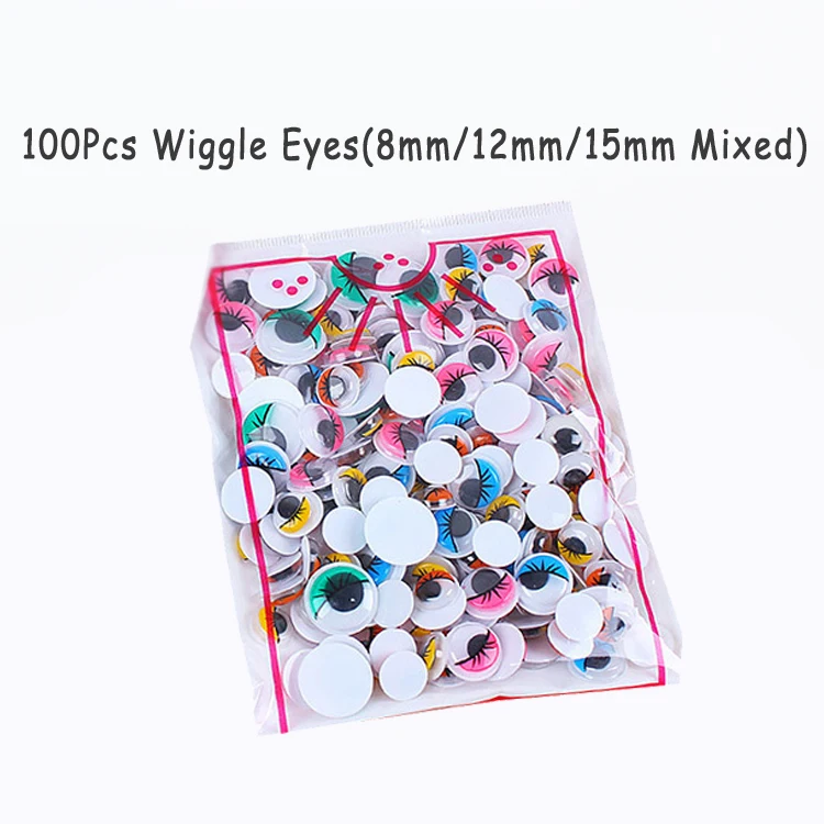 Плюшевая палочка/помпоны/бегающие глазки Googly радужные цвета Shilly-Stick Развивающие игрушки DIY художественные игрушки для детей GYH - Цвет: 100pcs mix color eye