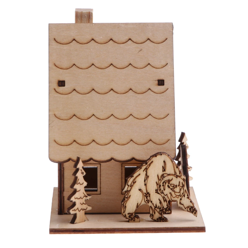 3D Wooden Puzzle Toy House Chalet Model Building Construction Kit Kid Jigsaw