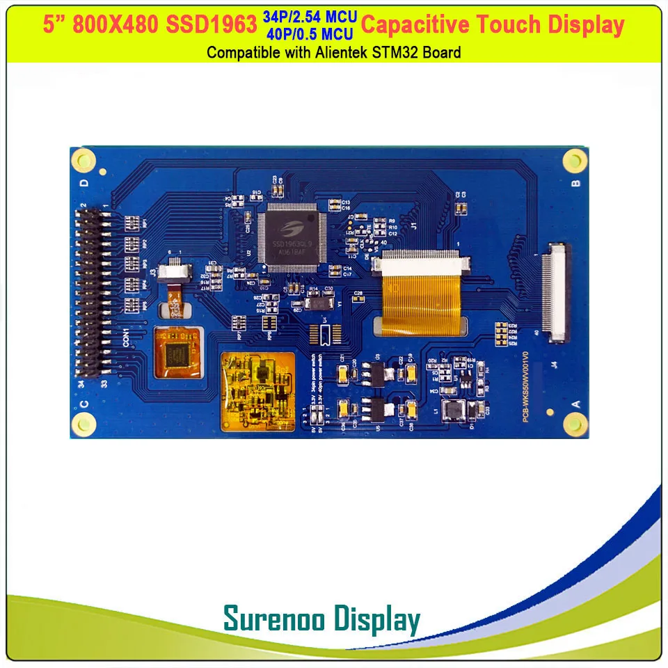 " /5,0" дюймов 800*480 SSD1963 40 P/34P_MCU TFT емкостный сенсорный ЖК-модуль дисплей экран панели совместимый Alientek STM32 плата