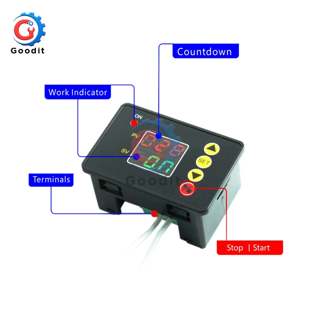 T2310 LED Digital Time Controller Countdown Timer On/Off Switch Delay Timer Relay Module with Buzzer High Precision Intelligent 6