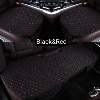 

4 Colors Universal Car Linen Front Rear Seat Cover Kit Breathable Car Seat Cushion With Storage Bag for Bmw VW Black Accessories