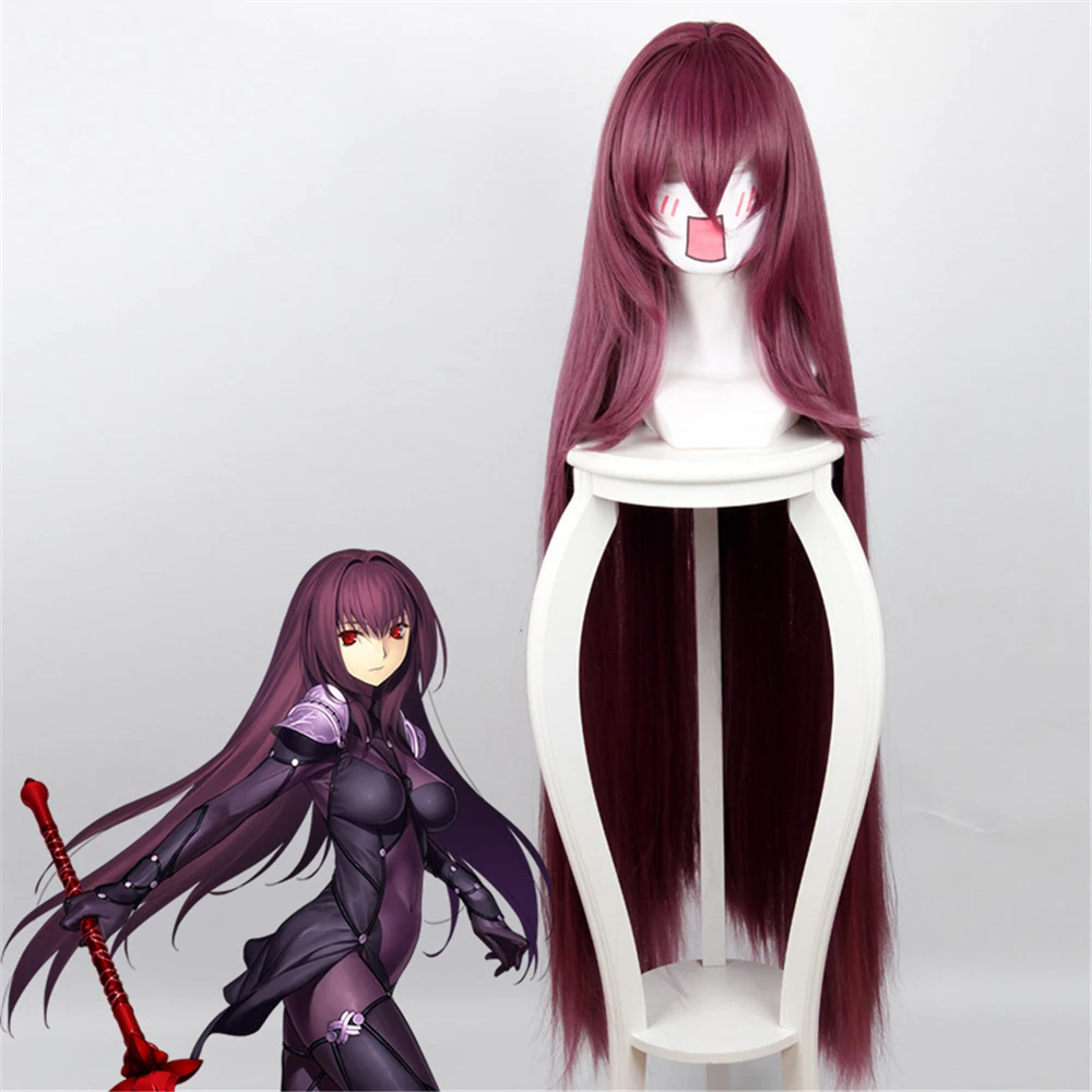

Fate/grand Order Lancer Scathach Dark Purple Long Straight Heat Resistance Fiber Synthetic Hair Cosplay Wig