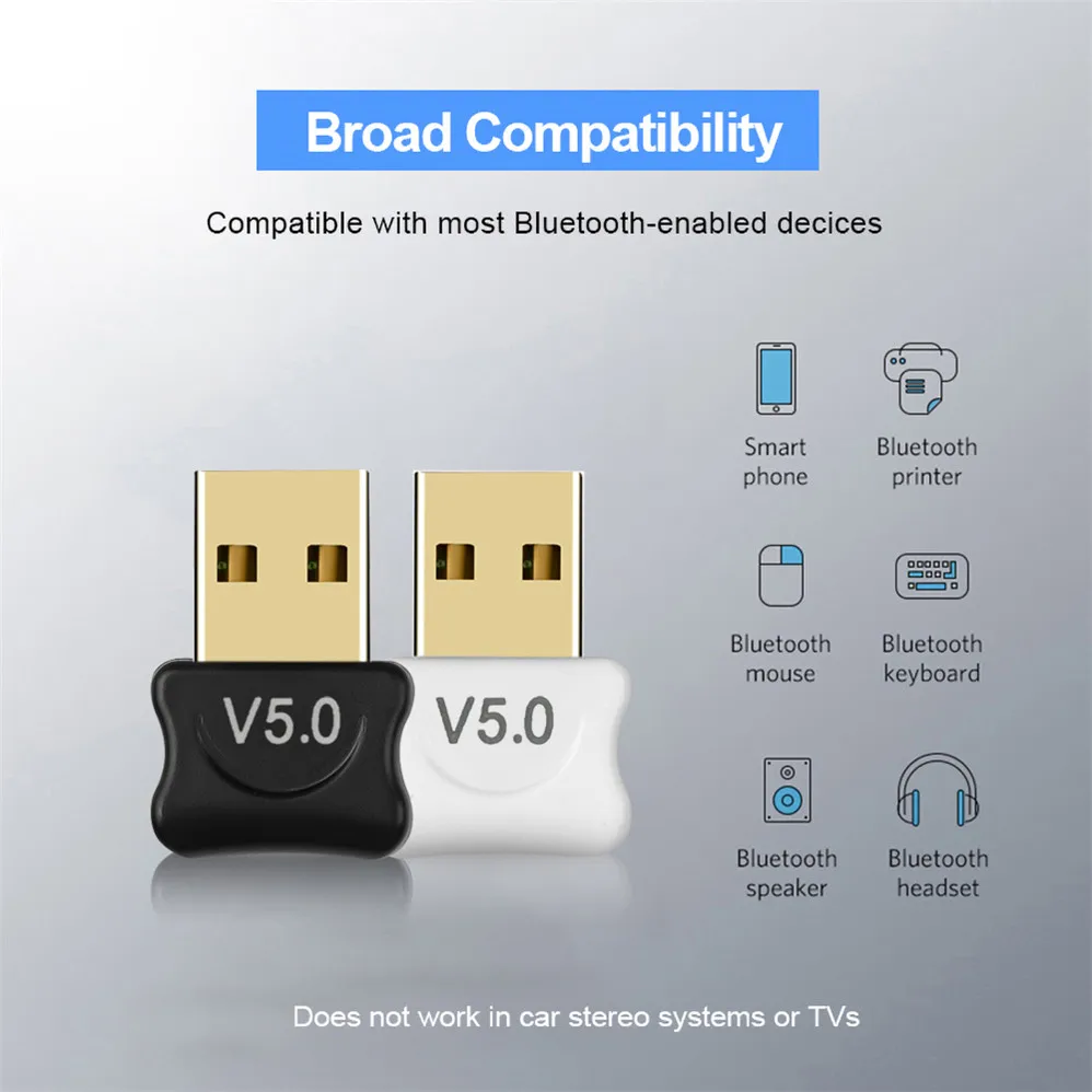 Bluetooth V5.0 Wireless USB Mini Dongle Adapter For Windows Top PC Laptop Phone