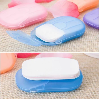 

20pcs Disposable Boxed Soap Paper Portable Hand Washing Box Scented Slice Sheets Mini Bath Soap Paper Travel Convenient